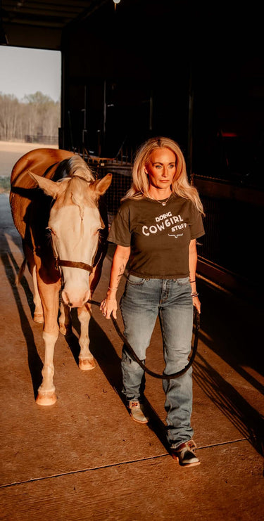 Kimes Ranch “Doing Cowgirl Stuff” Cropped Tee