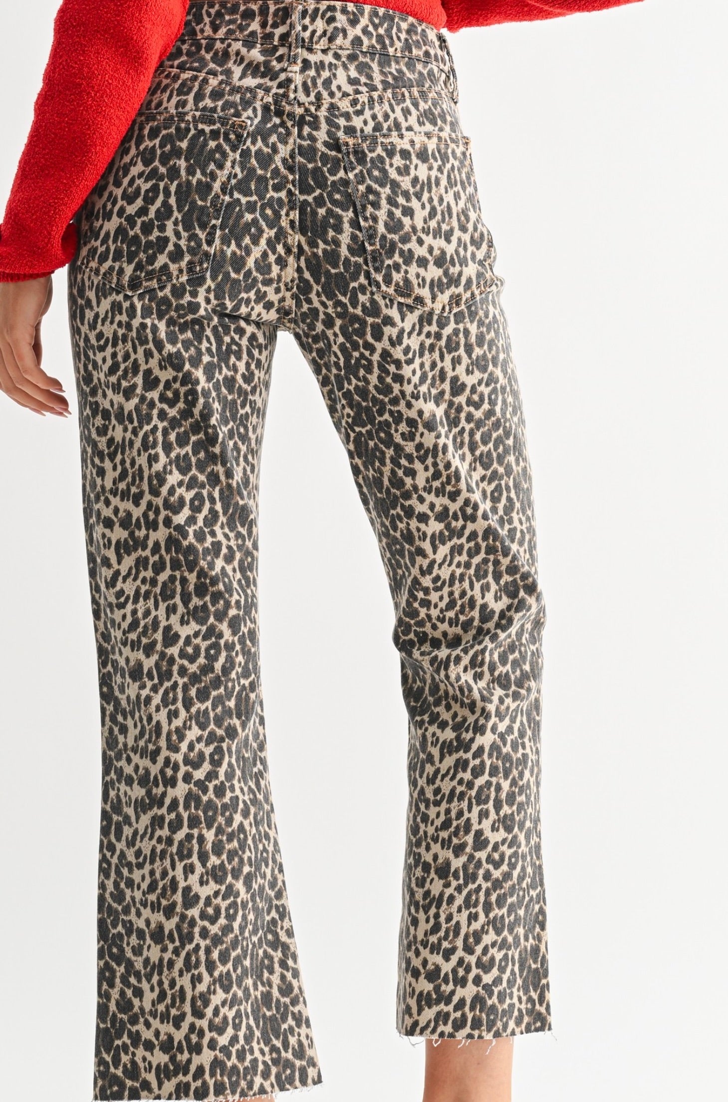Leopard Distressed Hem Jeans