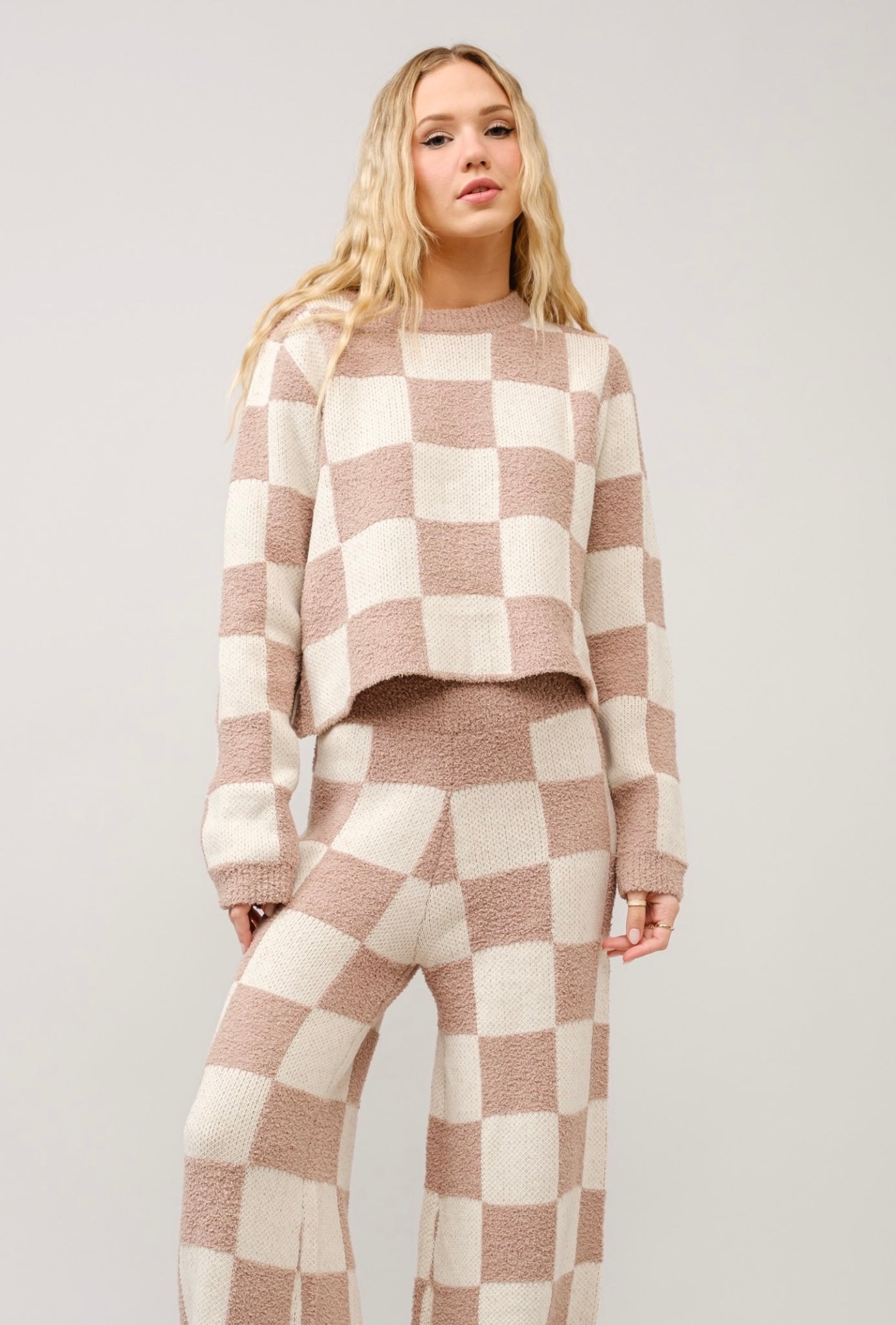 Checkerboard Knit Set Sweater