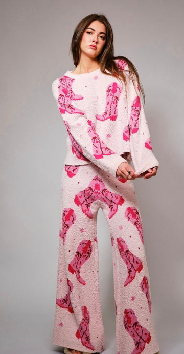 Boots Print Cozy Sweater Set