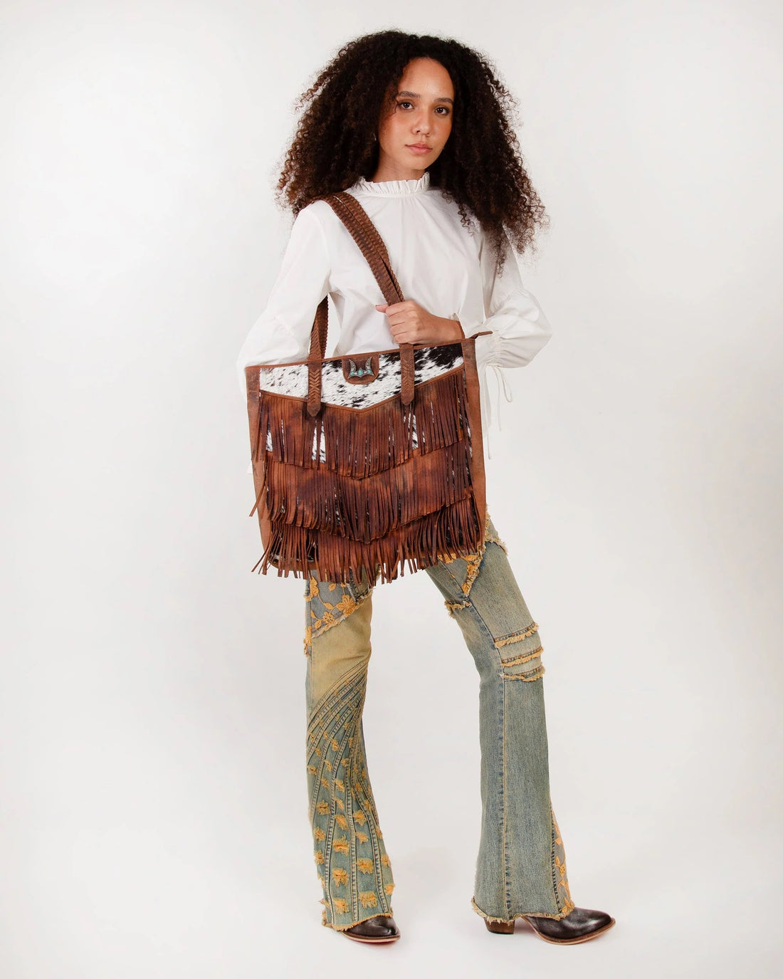 Hide and Fringe Large Cowhide Purse