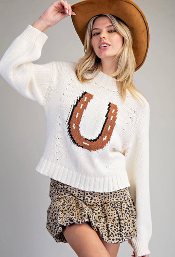 Horseshoe Front Long Sleeve Sweater