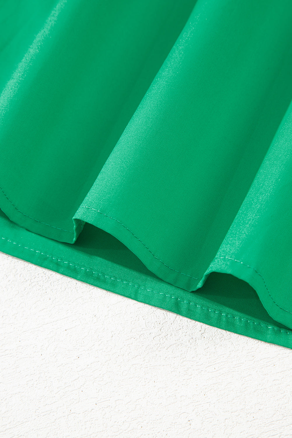 Green Scallop Sleeve Ruffle Trim Top