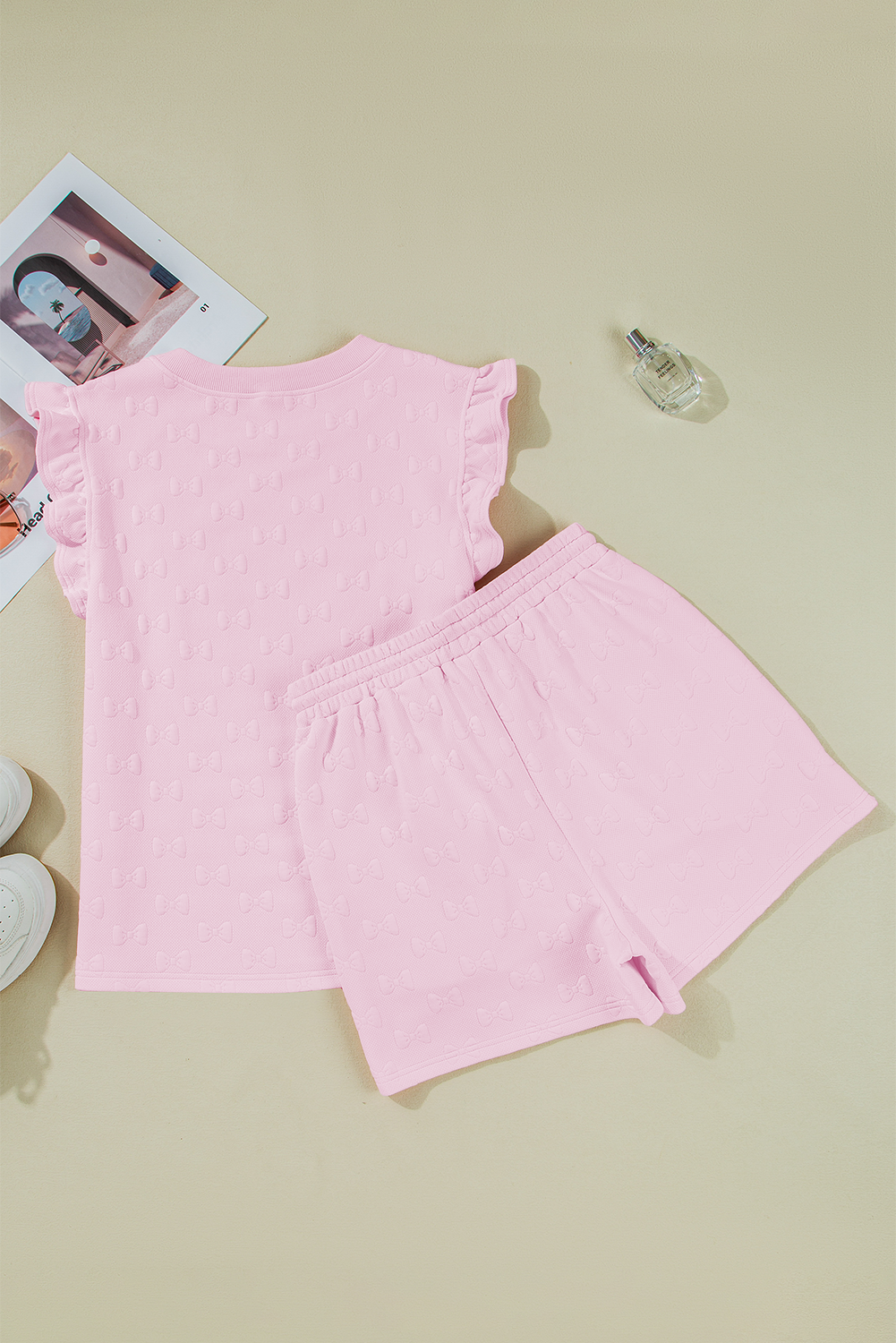 Pink Bow Textured Lounge Set – Cute Western Summer Outfit | Cowgirl Charm