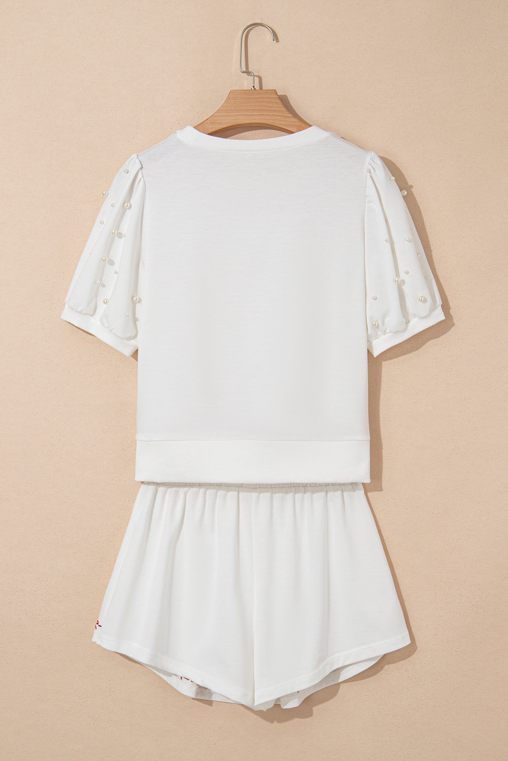 Pearl Puff Sleeve Lounge Set – White Embroidered Two-Piece Outfit | Cowgirl Charm