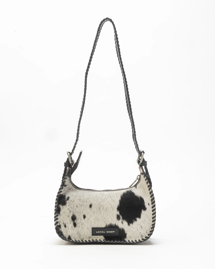 Loyal West Dannia Medium Purse In Black & White Cowhide