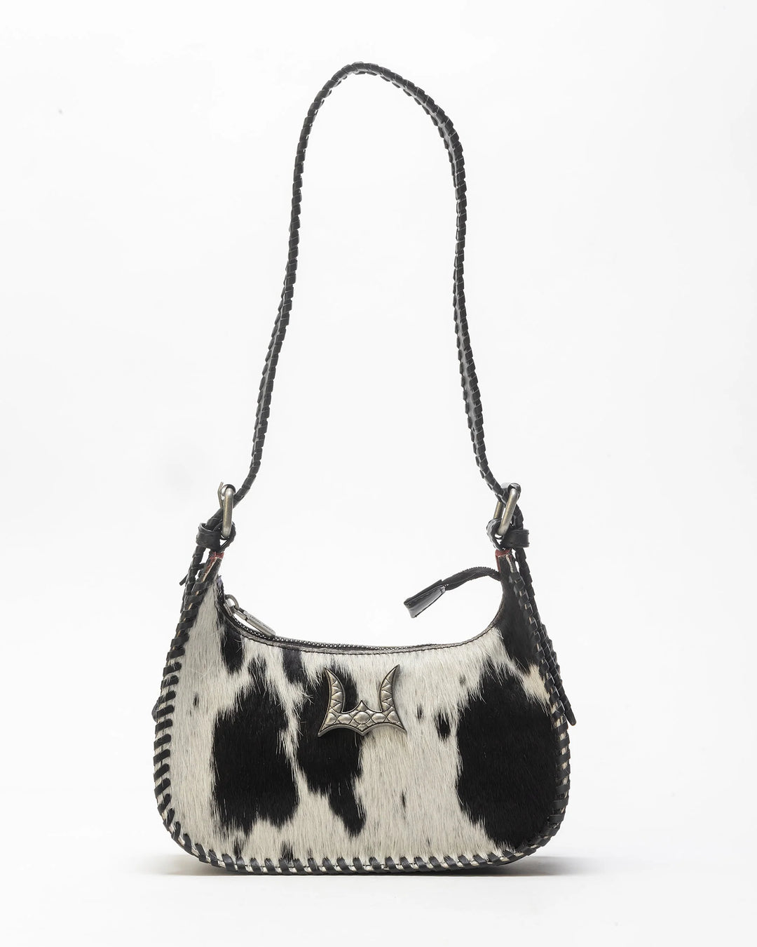 Loyal West Dannia Medium Purse In Black & White Cowhide