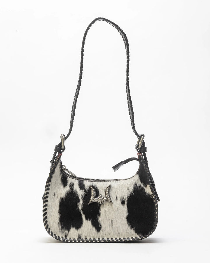 Loyal West Dannia Medium Purse In Black & White Cowhide
