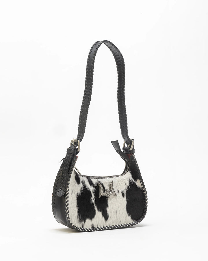 Loyal West Dannia Medium Purse In Black & White Cowhide