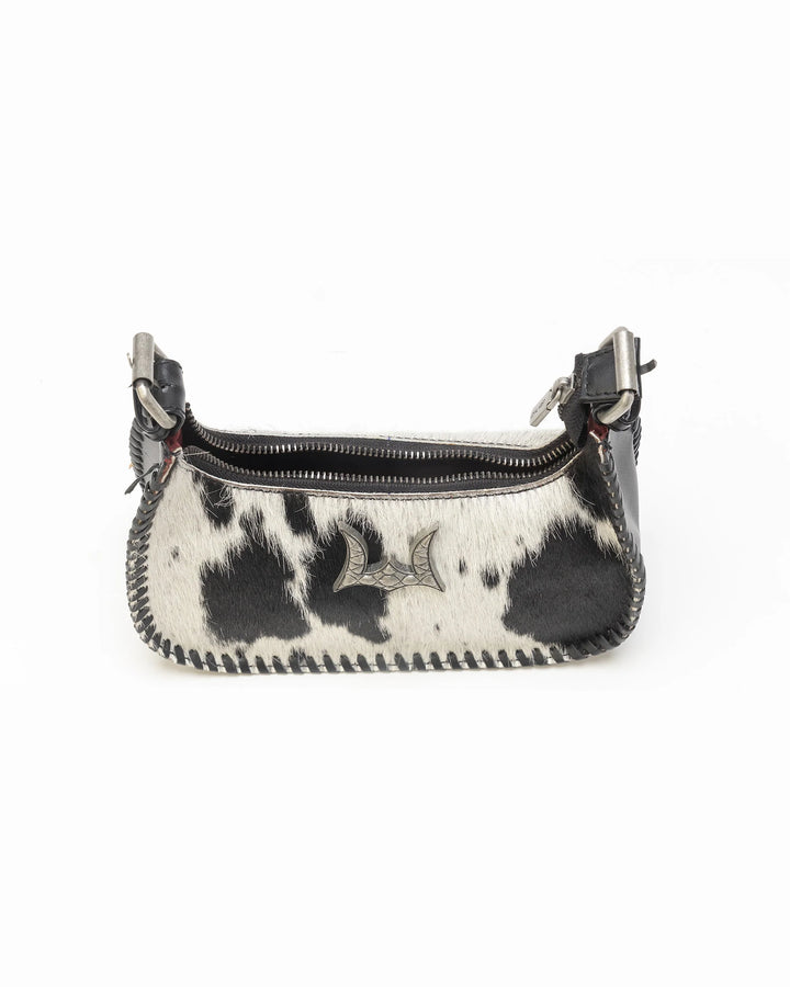 Loyal West Dannia Medium Purse In Black & White Cowhide