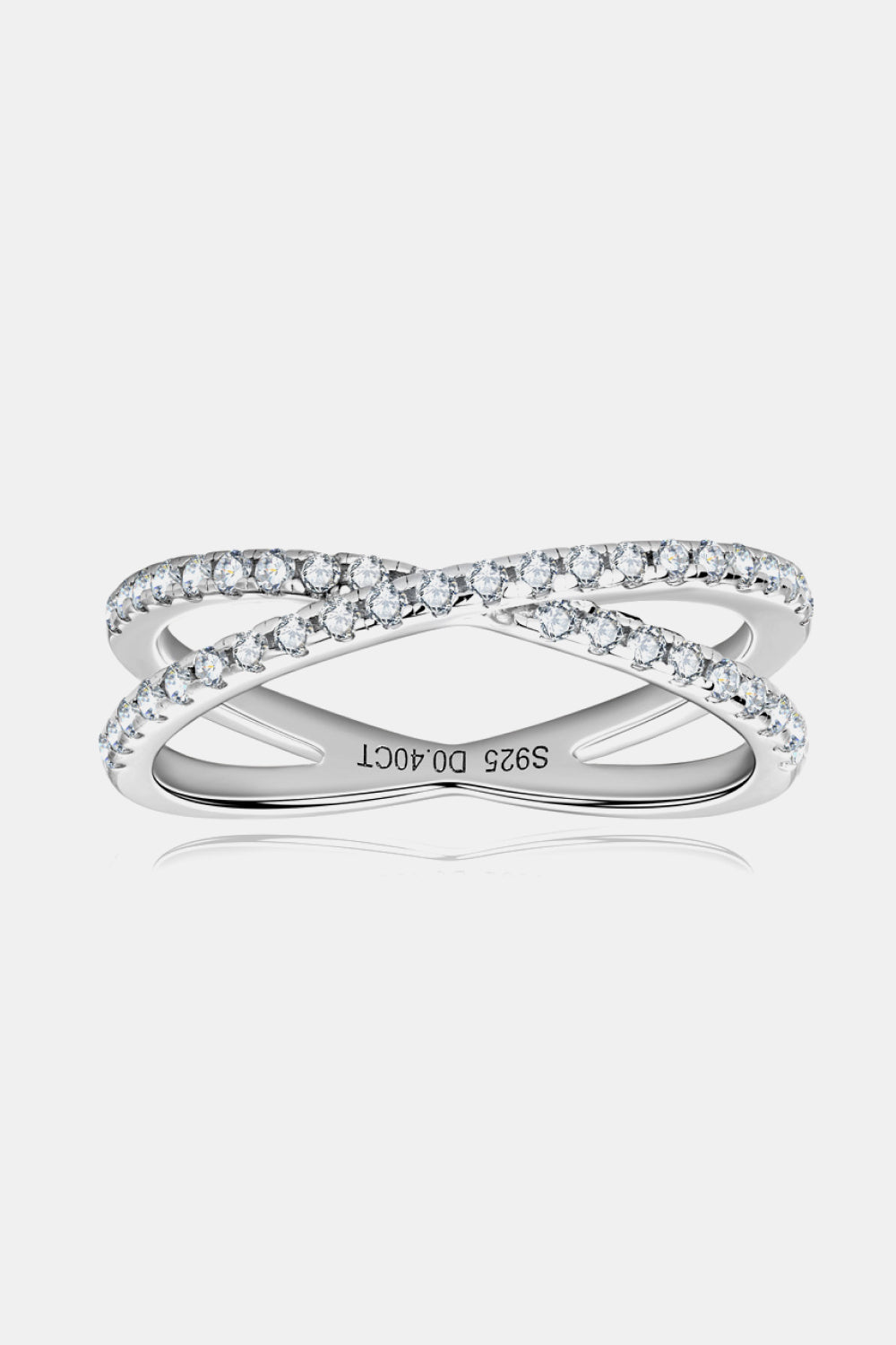 Moissanite Crisscross Ring – 925 Sterling Silver Infinity Band with 0.40 CT Stones
