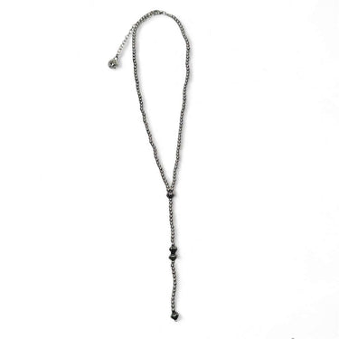 18" 18K Gold Plated Beaded Y Necklace with 5" Tail Available in White Gold and Yellow Gold