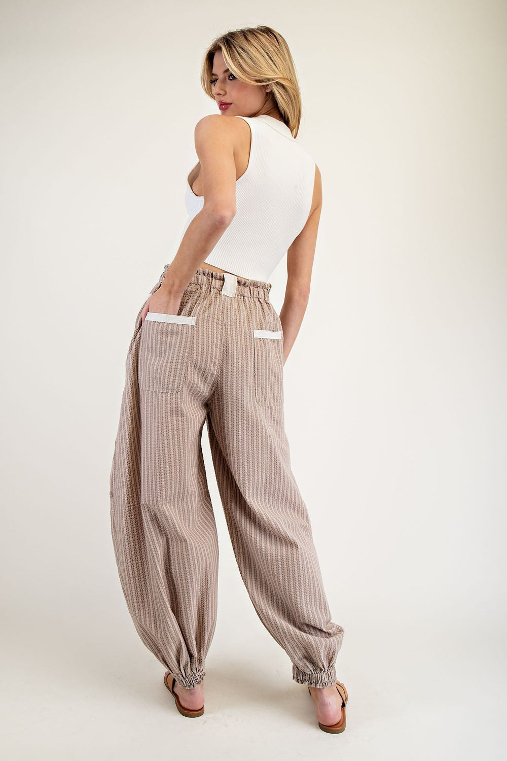 Striped Drawstring Jogger Pants