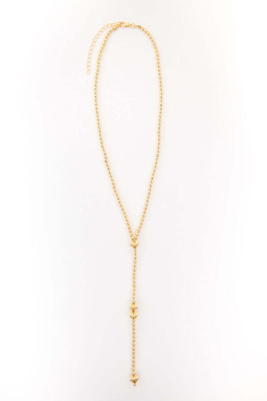 22" 18K Gold Plated Chain Y Necklace W/ 5.5" Tail with Turquoise Accent West and Co