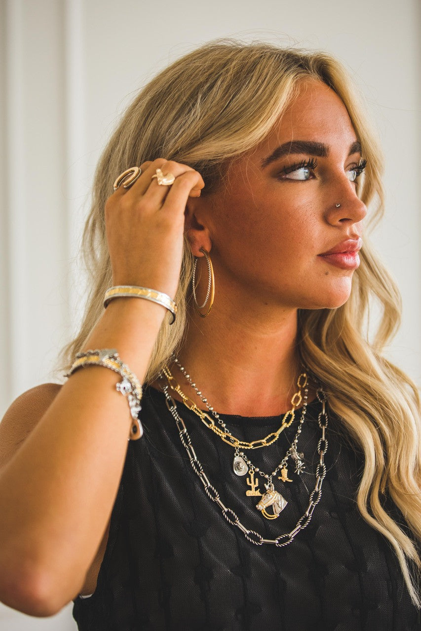 18" 18K Two Toned Plated Western Charm Necklace West and Co