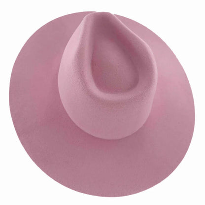 Women's wide brim felt fedora hat in cotton candy pink from American Hat Maker with a stylish and classic design.