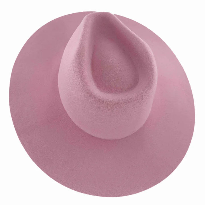 Rancher | Womens Wide Brim Felt Fedora Hat Cotton Candy