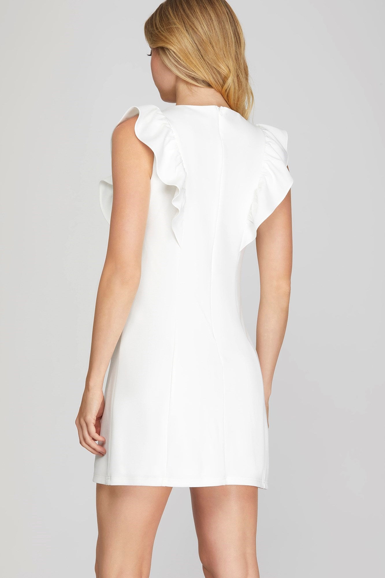 Ruffle Sleeve Heavy Knit Mini Dress – Bold, Sleek & Feminine