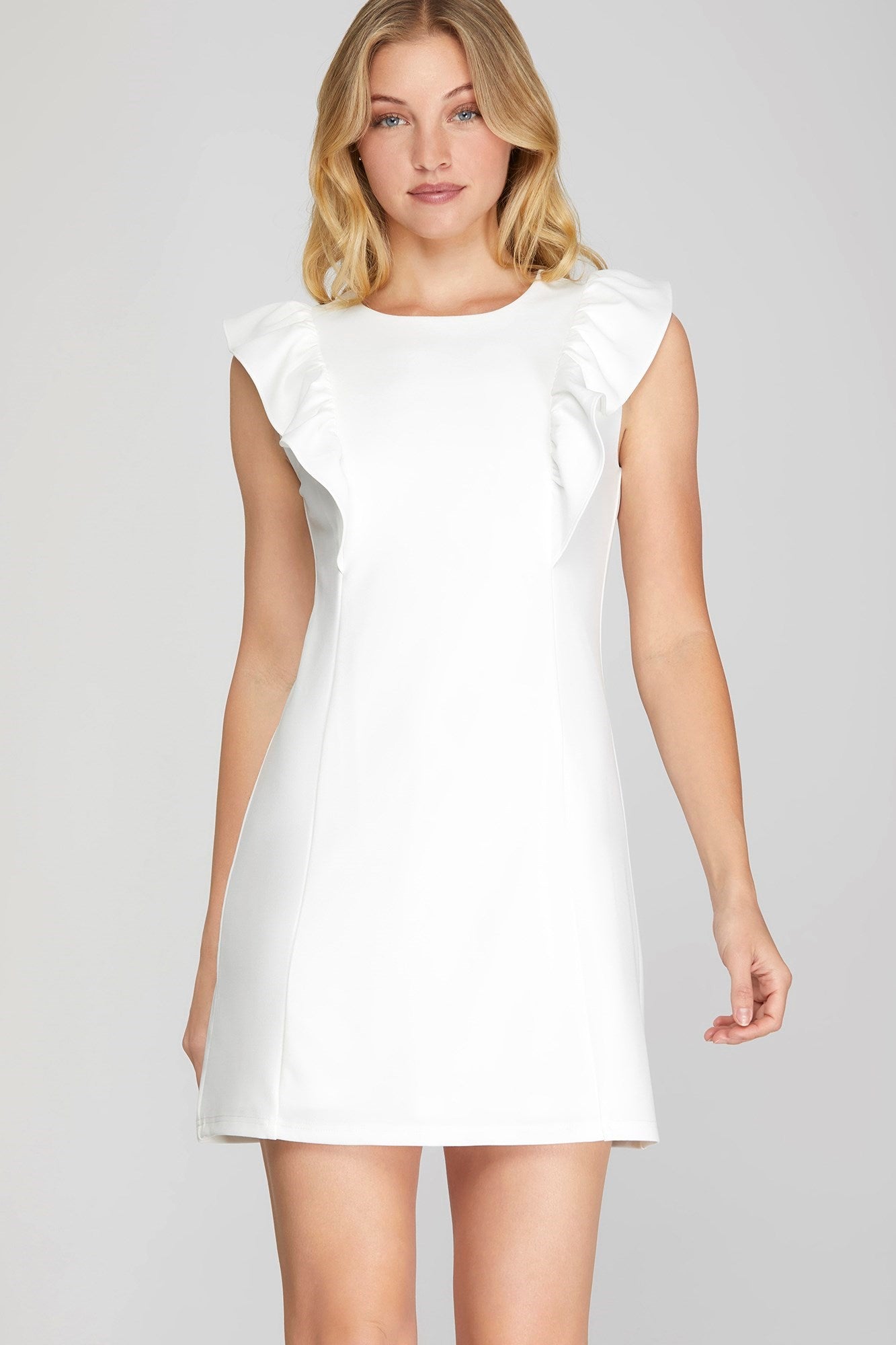 Ruffle Sleeve Heavy Knit Mini Dress – Bold, Sleek & Feminine