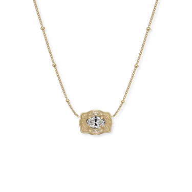 Ultra Mini Belt Buckle Birthstone Necklace Spurwest