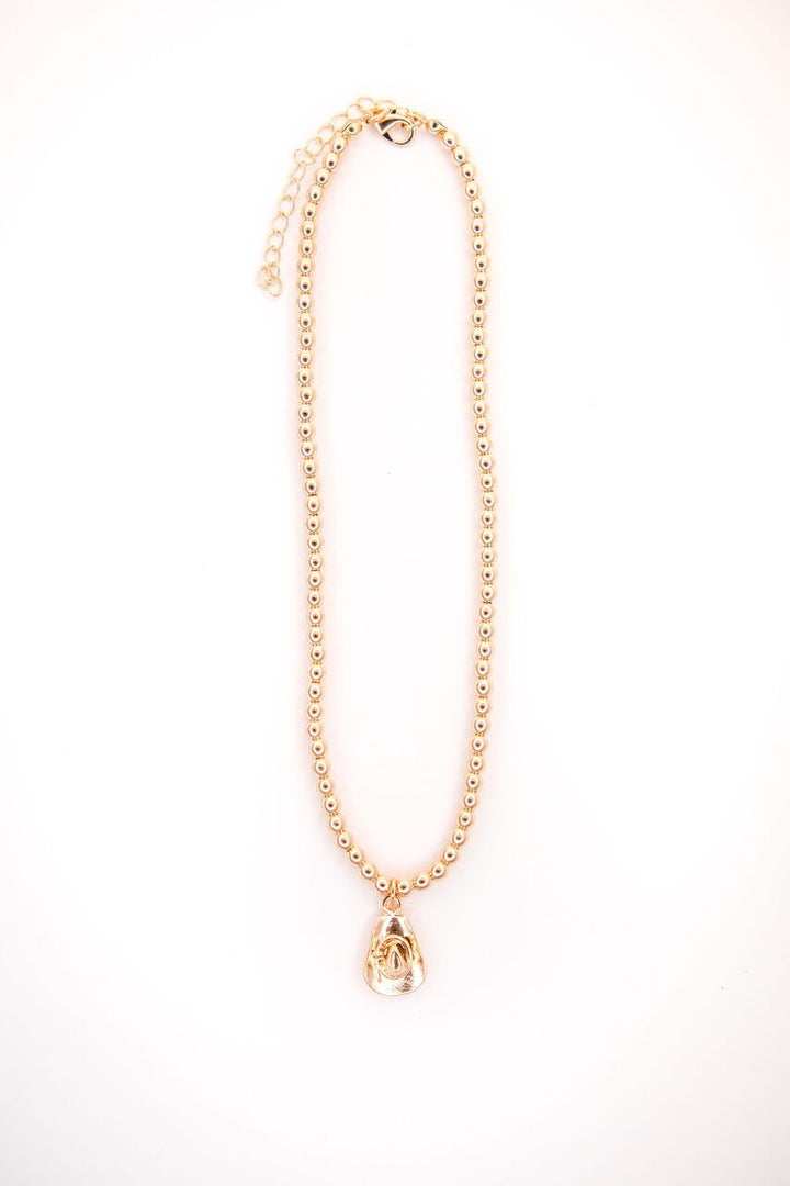 18k Gold Plated Dainty Beaded Necklace with cowboy hat Charm West and CO