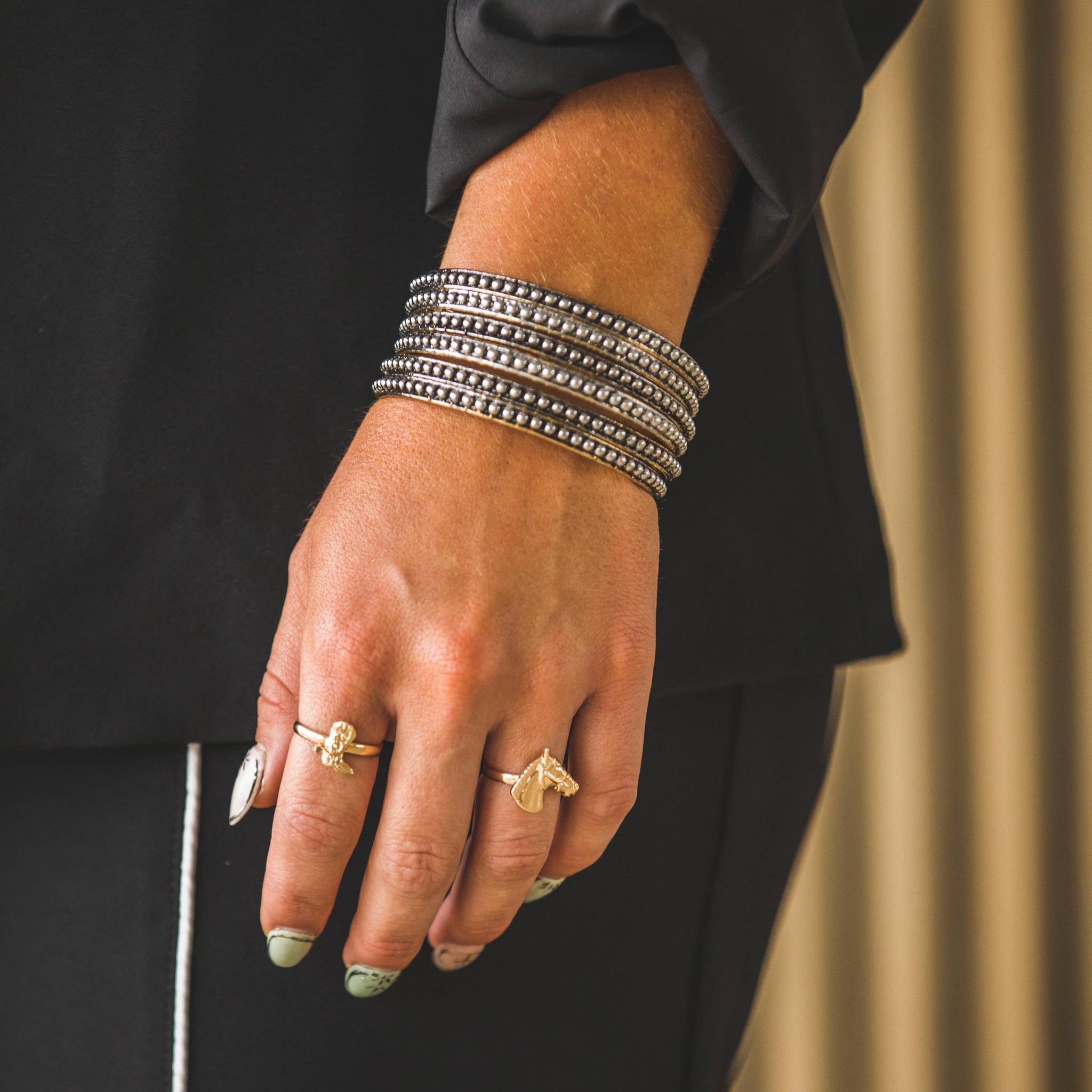 18K Plated Dotted Bangle Set