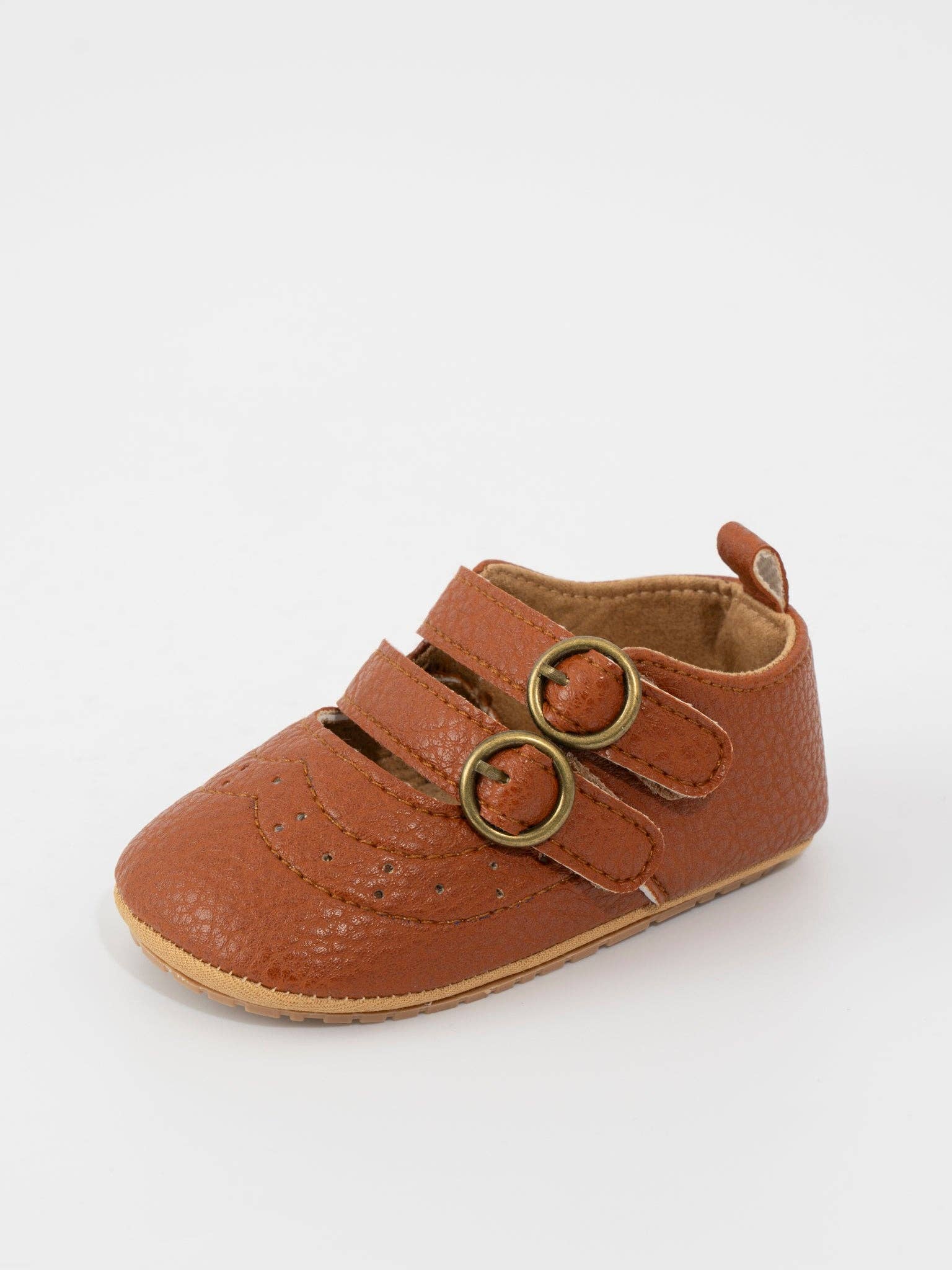 Double Buckle Mary Jane Baby Shoe Brown
