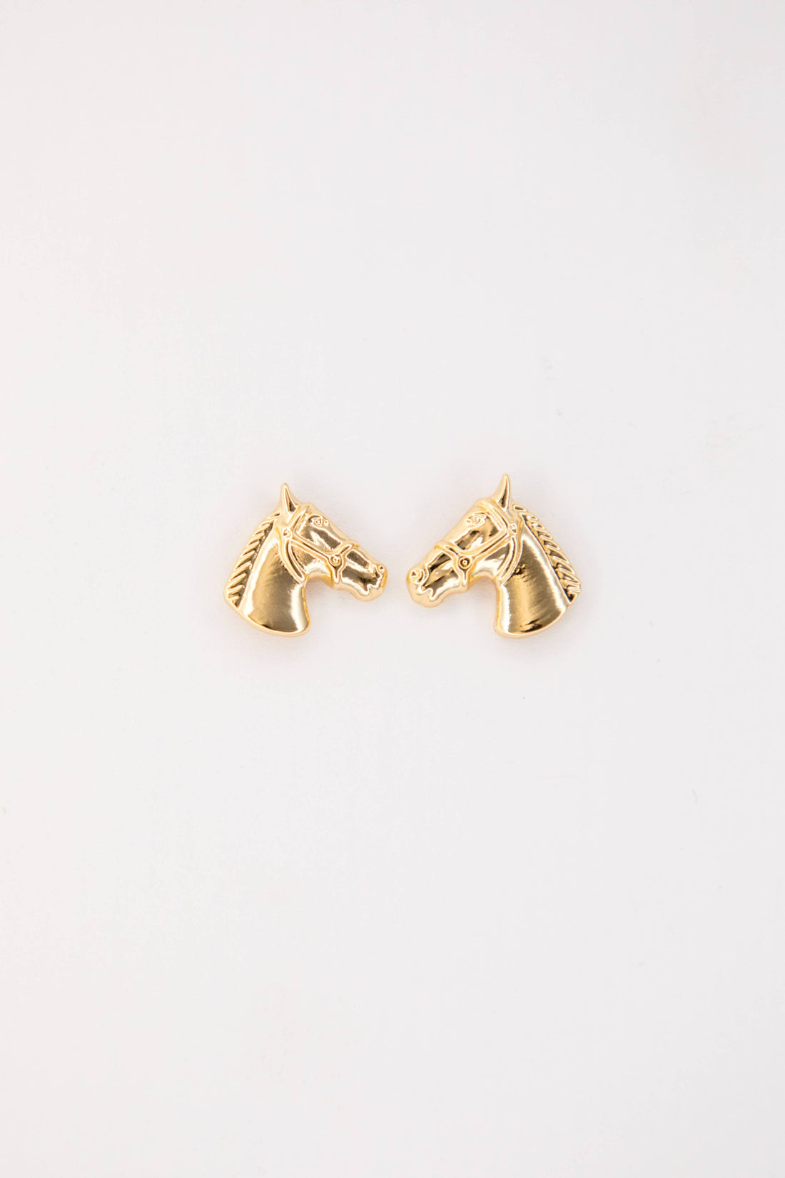 .5" 18K Gold Plated Burnished Horse Head Stud Earring