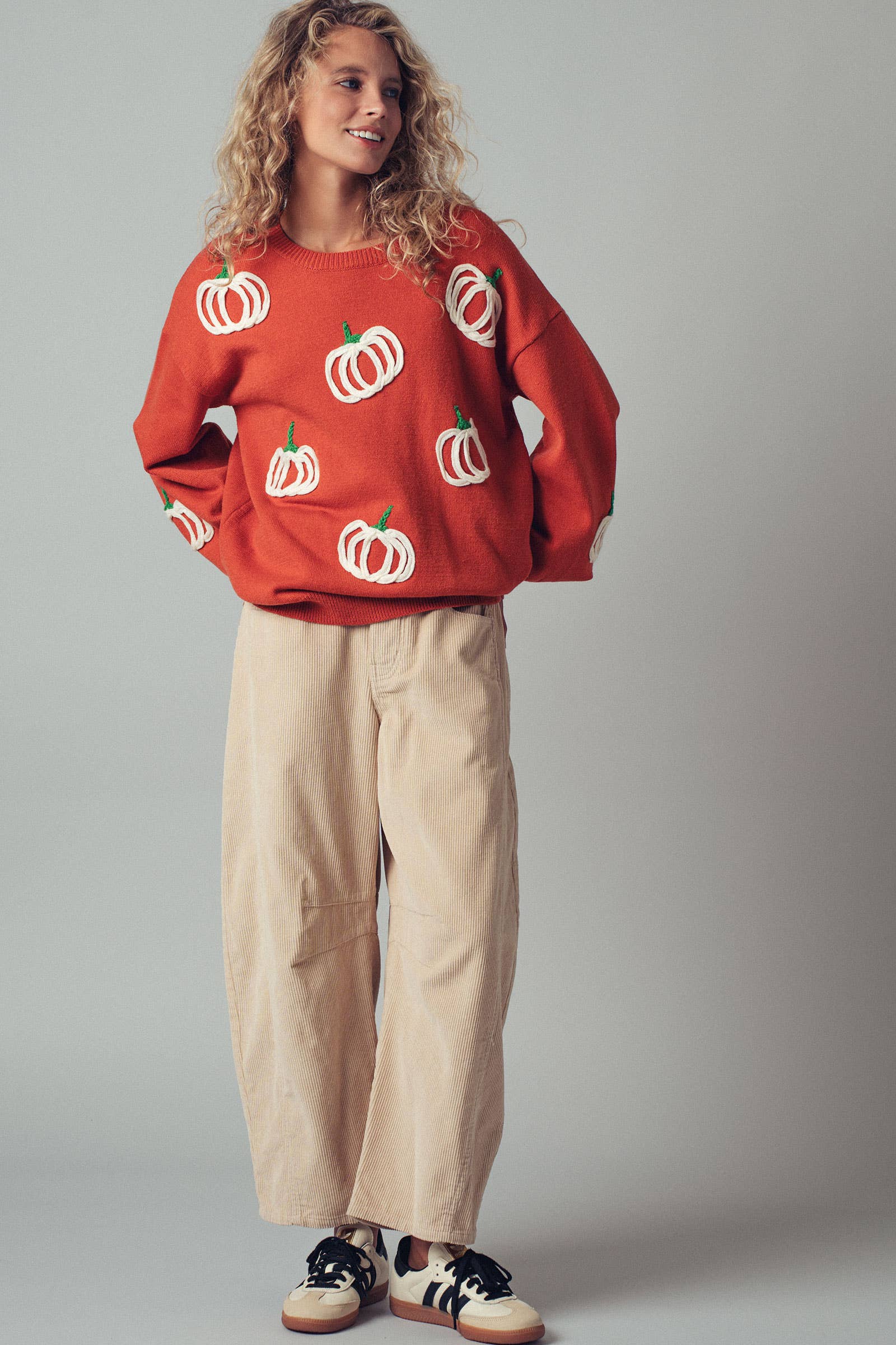 Pumpkin Patch Balloon Sleeve Sweater