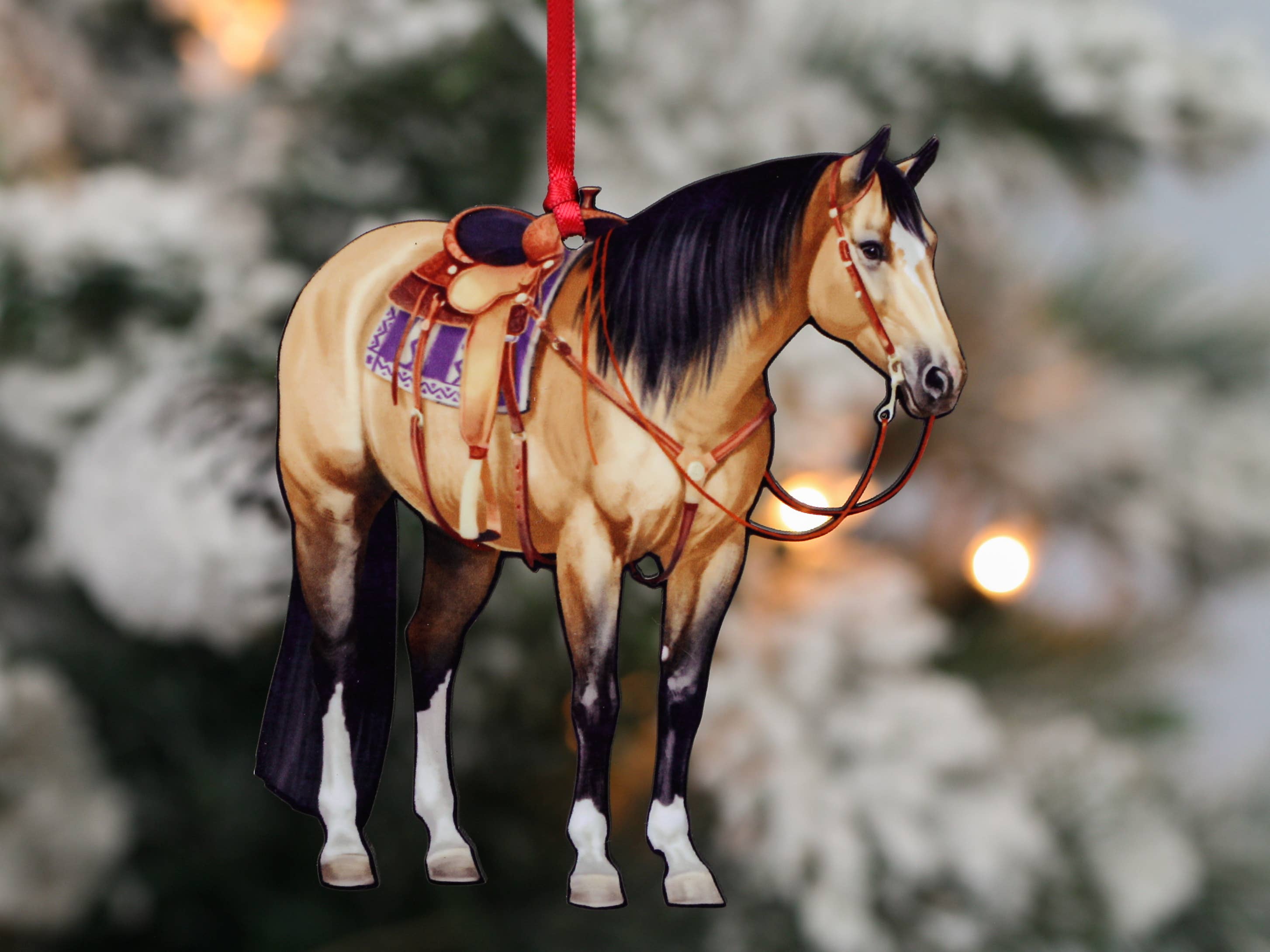 Buckskin Western Ranch Horse Ornament - Quarter Horse Decor