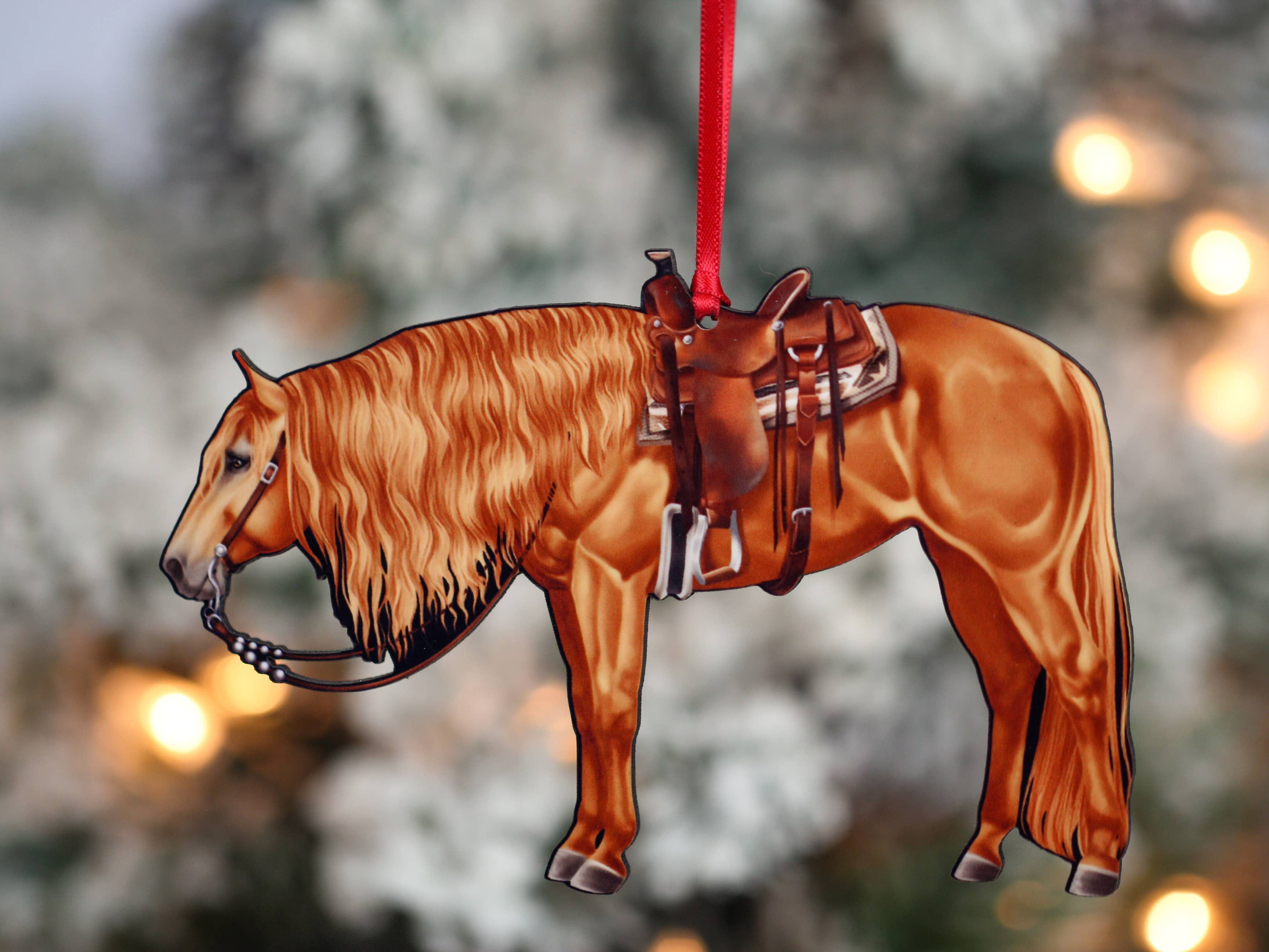 Chestnut Western Horse Ornament - Quarter Horse Christmas