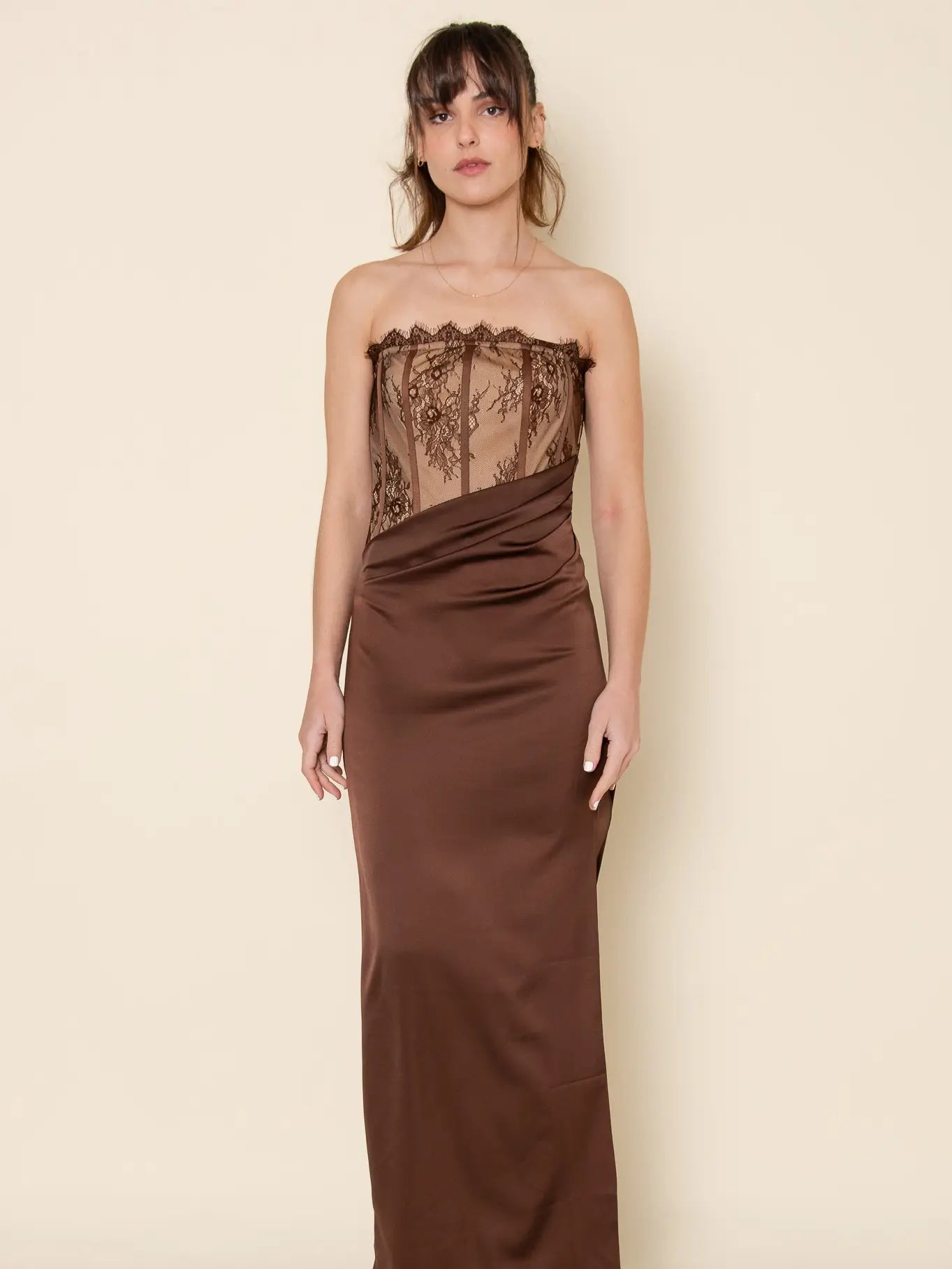 Lace Bodce Strapless Max Dress