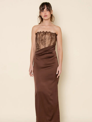 Lace Bodce Strapless Max Dress