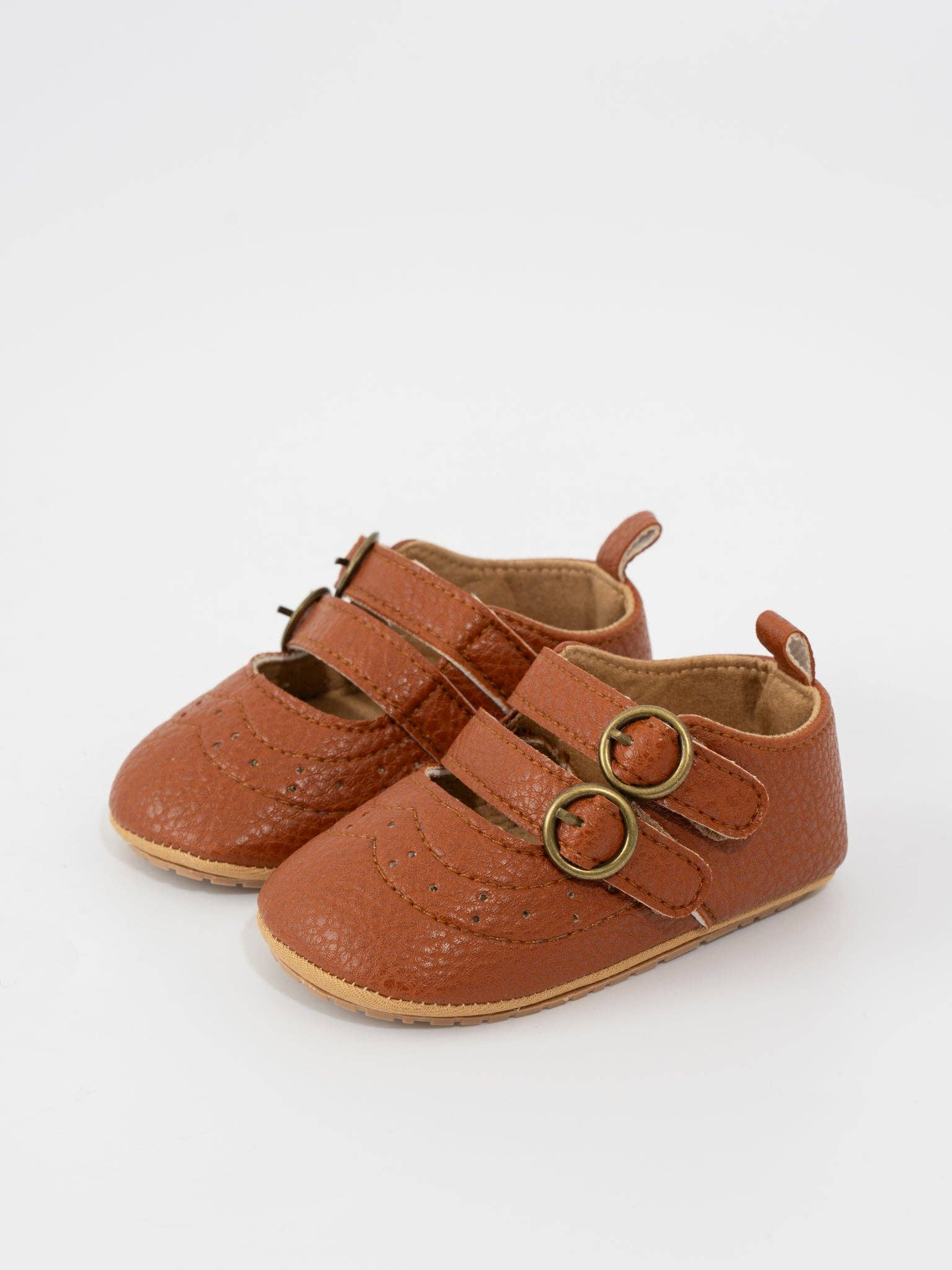 Double Buckle Mary Jane Baby Shoe Brown