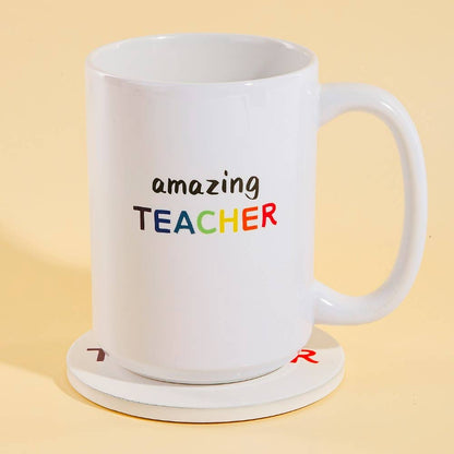 Anarchy Street Amazing Teacher 15 oz ceramic mug with matching coaster in a home and gifts drinkware set.