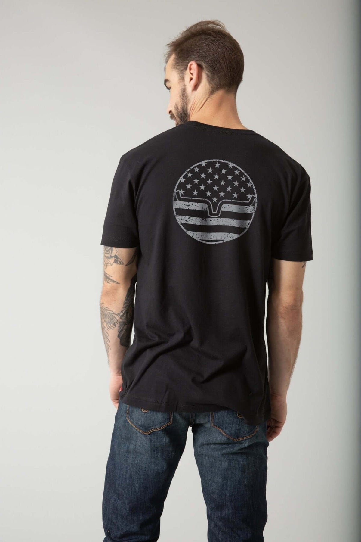 Black American Bullseye graphic T-shirt by Kimes featuring bold design and comfortable fit.