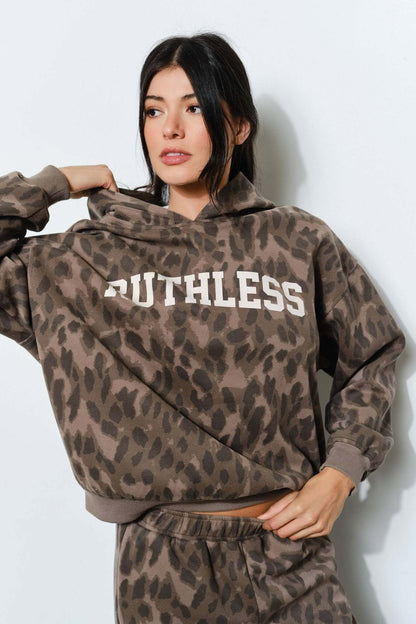 Pretty Garbage Anne Leopard Hoodie, a stylish graphic sweatshirt with a bold leopard print design.