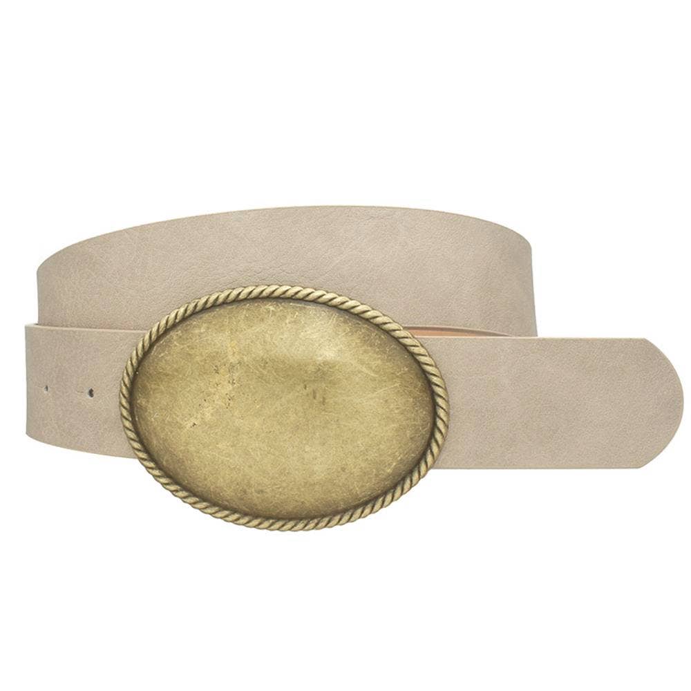 Western Oval Buckle Leather Belt