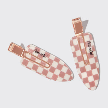 KITSCH recycled plastic XL creaseless hair clips in terracotta color, set of 2, with smooth, durable design for hair styling.