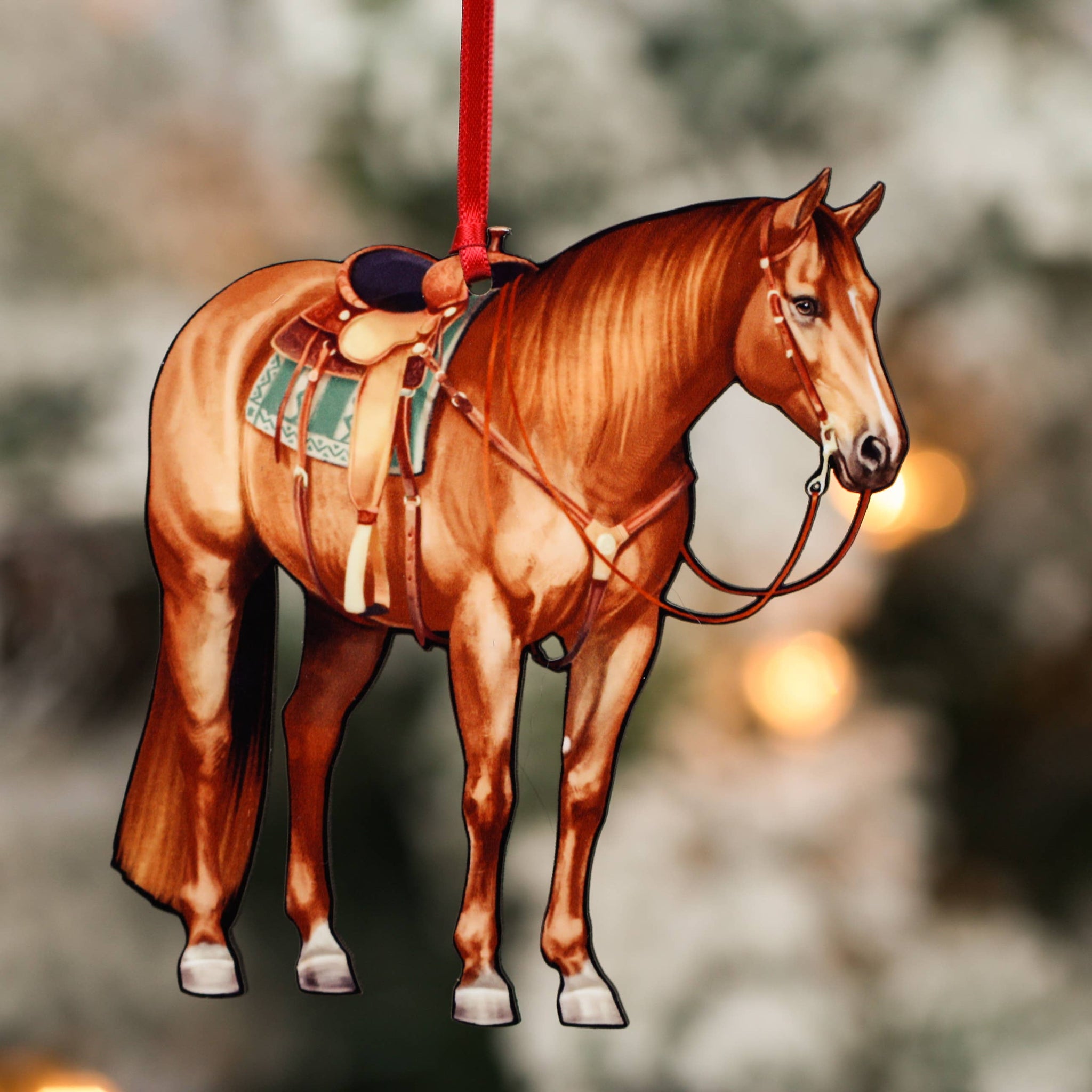 Chestnut Western Ranch Horse Ornament - Quarter Horse Decor
