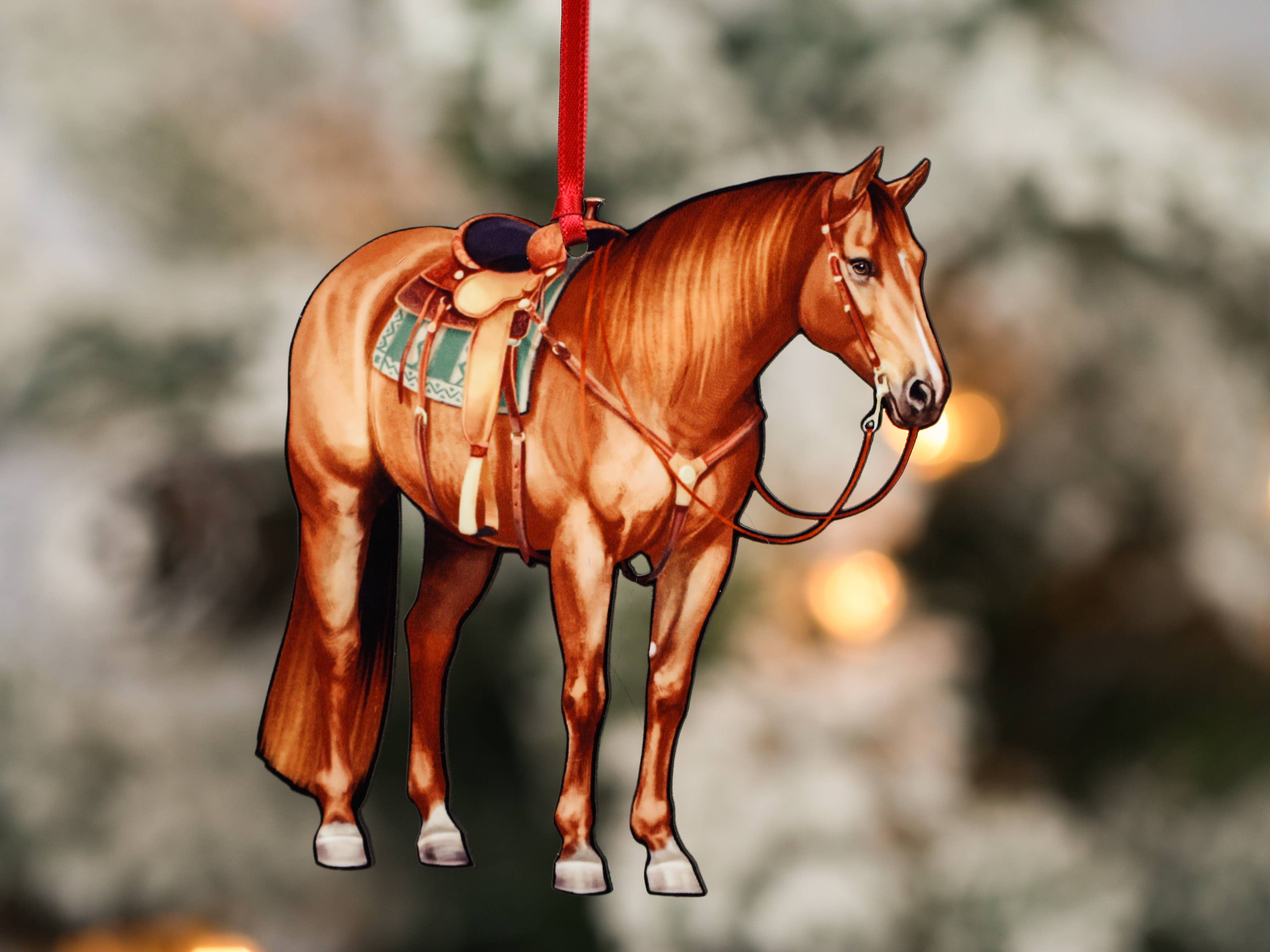 Chestnut Western Ranch Horse Ornament - Quarter Horse Decor