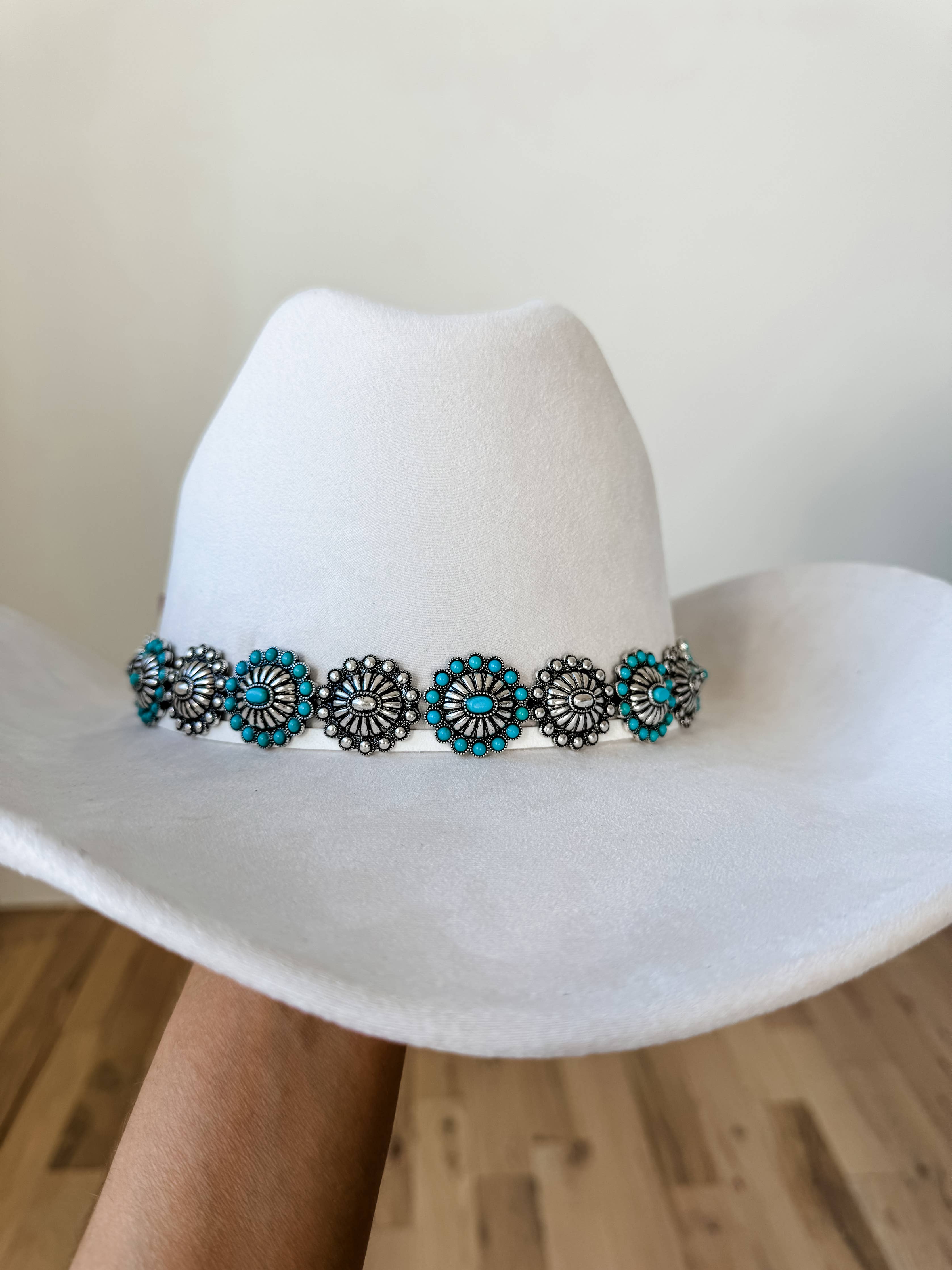 Western Hat Band - Concho, stone, longhorn steer