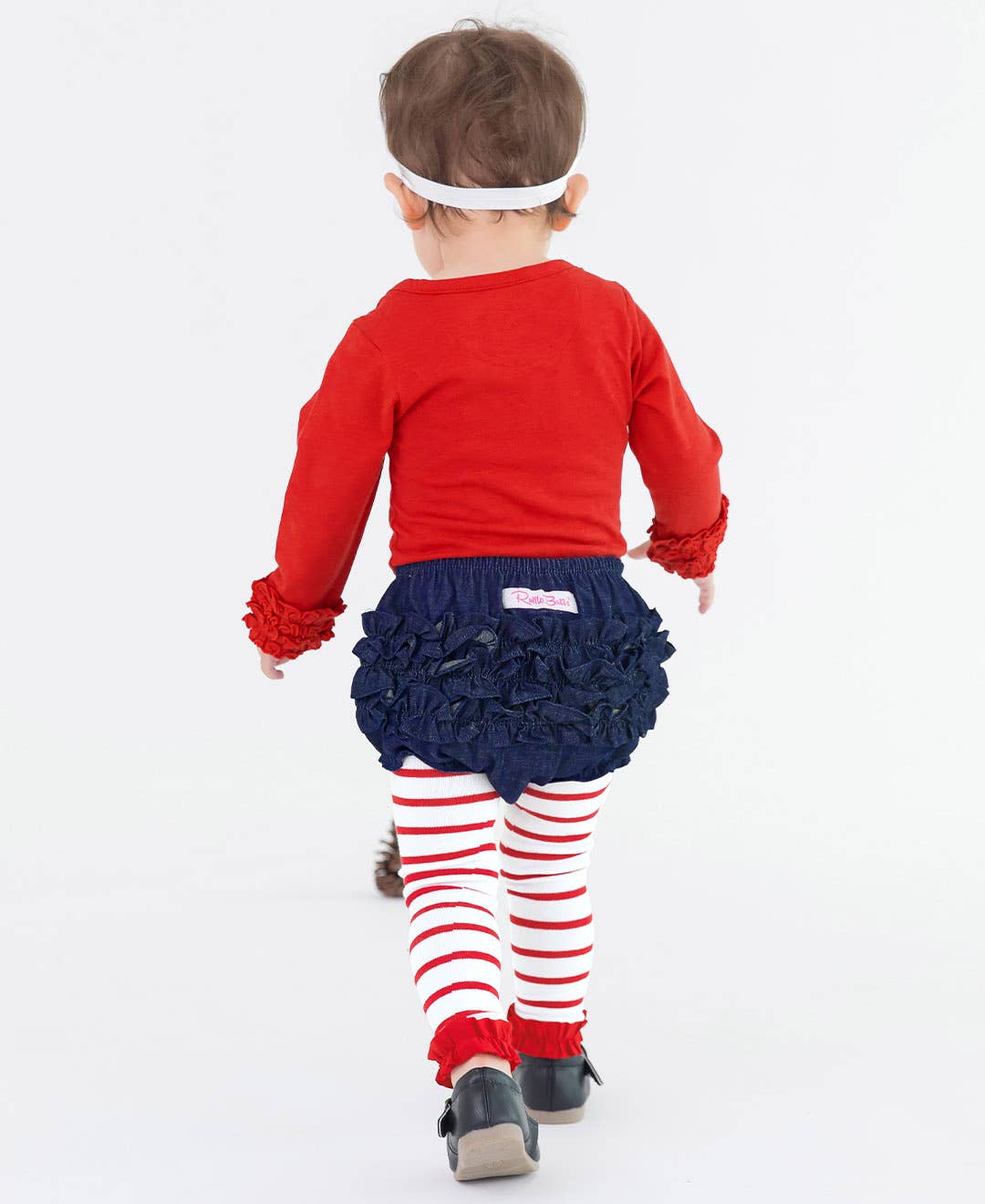 Baby Girls Dark Wash Woven RuffleButt Bloomer