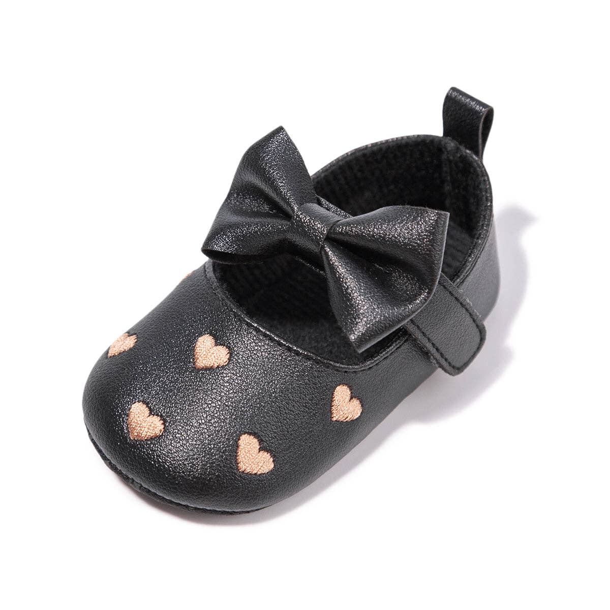 Black w/gold heart infant shoes