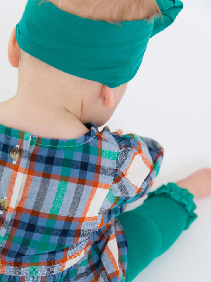 Baby Girls Peyton Plaid Woven Long Sleeve Bubble Romper - Cowgirl Charm