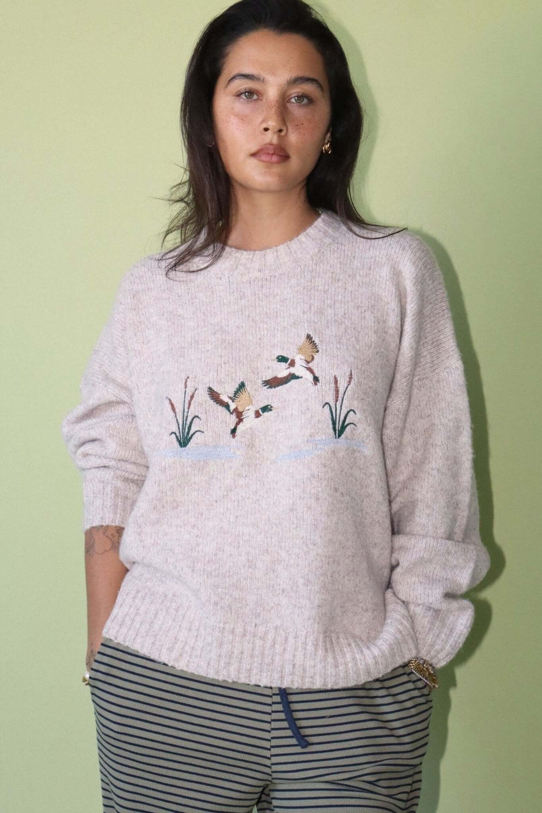 Bailey Rose Embroidered Duck Knit Sweater - Cowgirl Charm