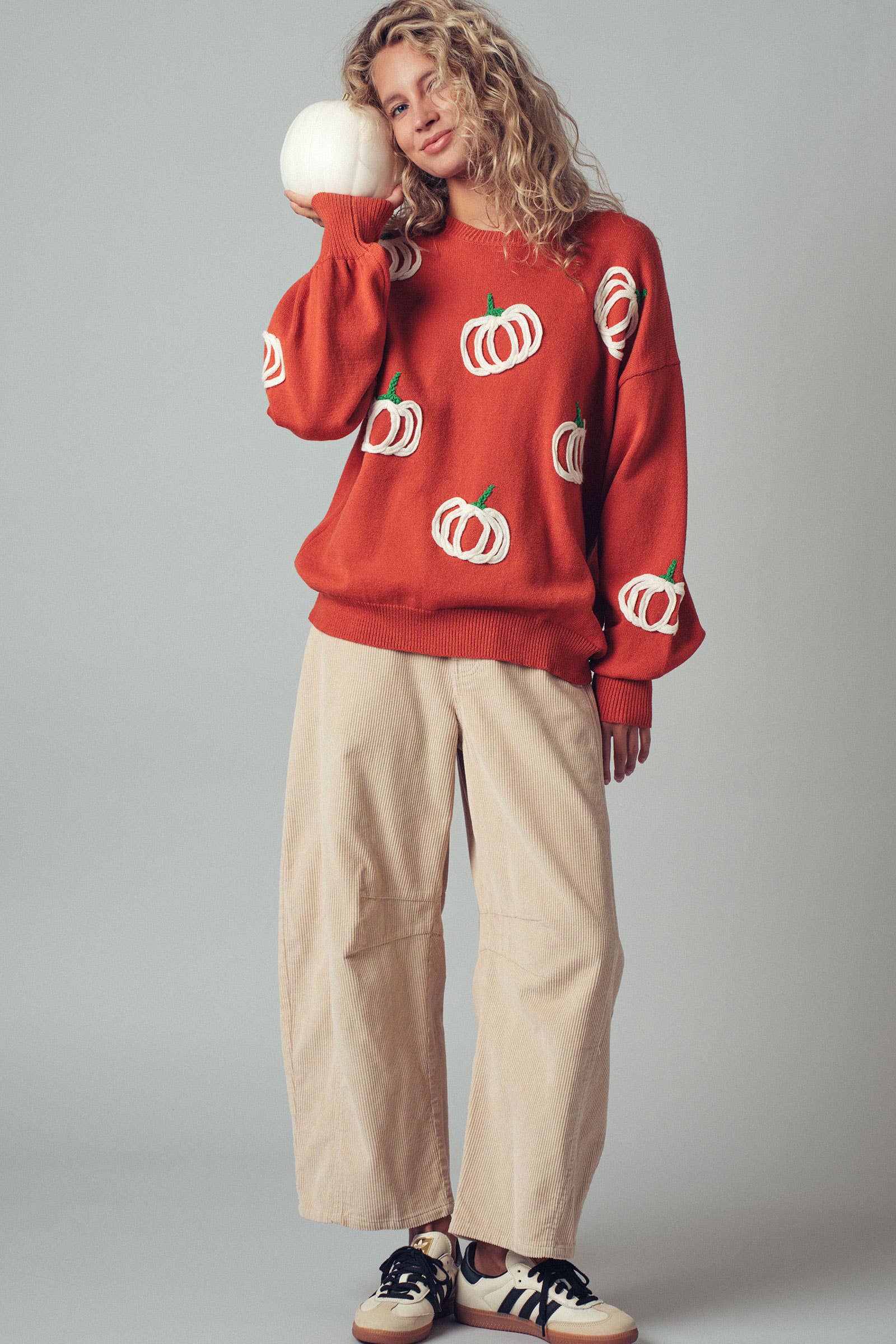 Pumpkin Patch Balloon Sleeve Sweater
