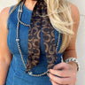 Black Silk Twilly Scarf with Tan Horseshoe Pattern - Cowgirl Charm