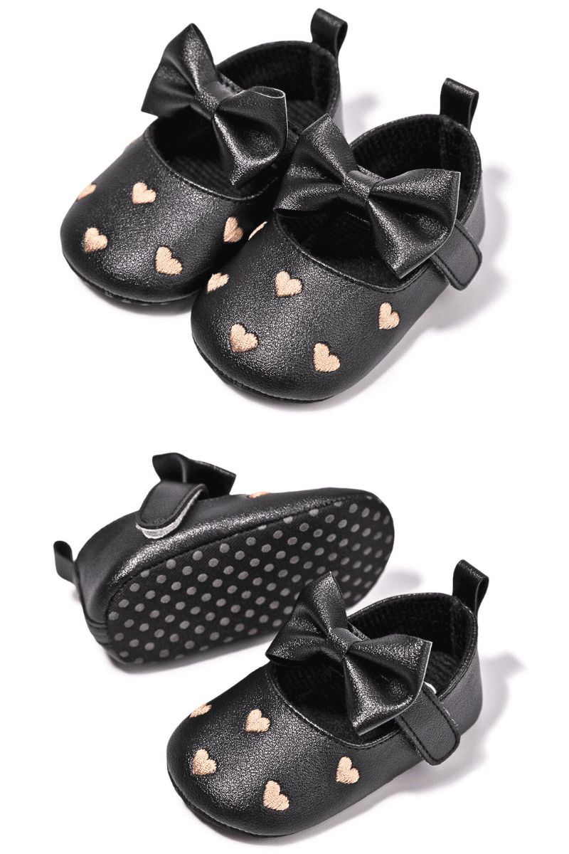 Black w/gold heart infant shoes - Cowgirl Charm