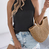 Bold & Beyond Openwork Sleeveless Knit Tank – Summer Ribbed Halter Top for Women - Cowgirl Charm